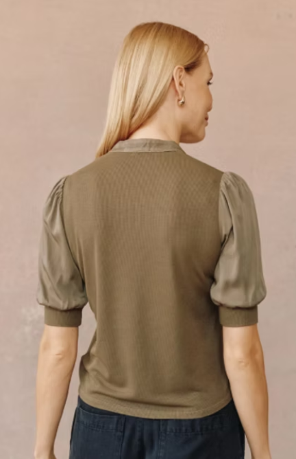 Bella Dahl Short Sleeve Placket Mixed Shirt