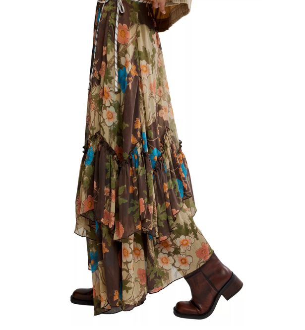 Free People Palermo Villa Chiffon Maxi Skirt