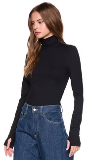 Susana Monaco Mock Neck Top with Thumb Holes 5"