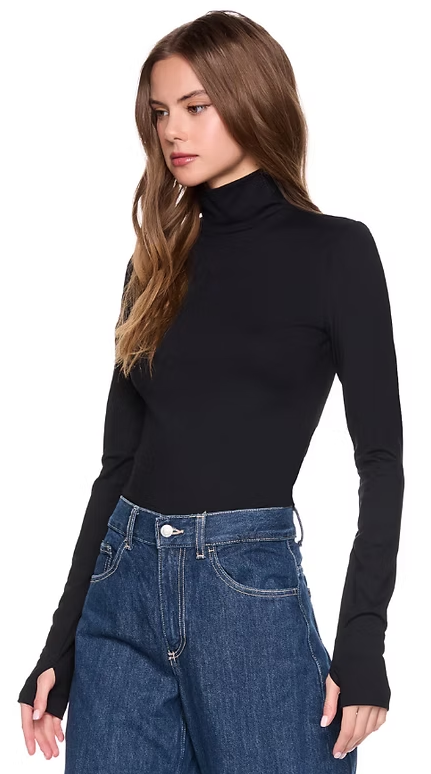 Susana Monaco Mock Neck Top with Thumb Holes 5"