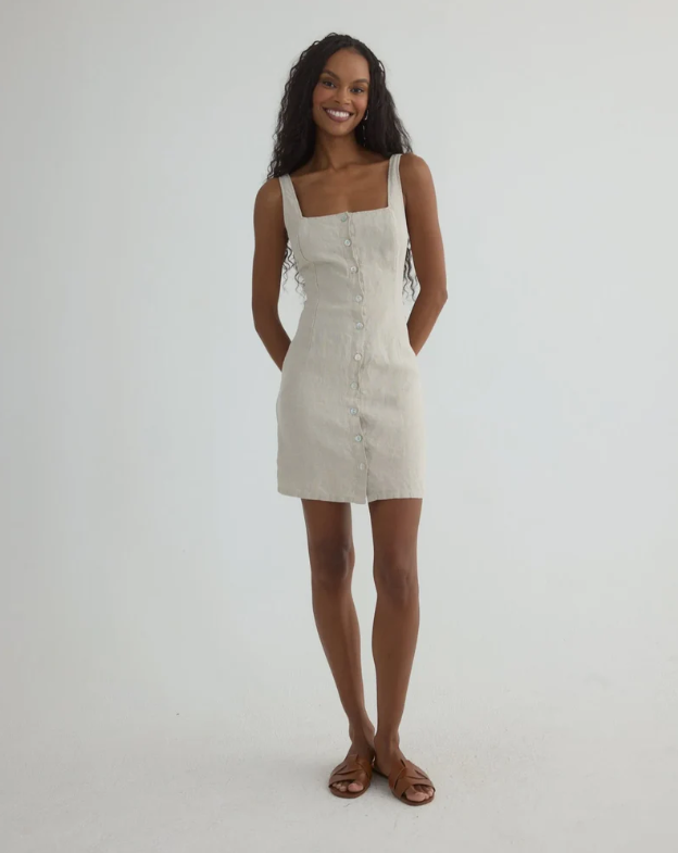 Bella Dahl Square Neck Button Front Mini Dress