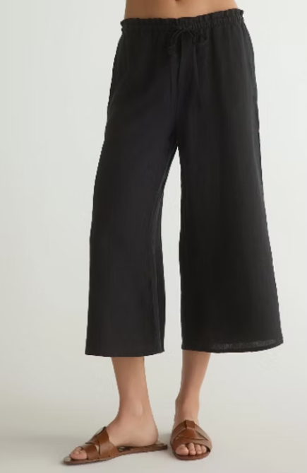 Bella Dahl Ruffle Waist Wide Leg Crop Pant