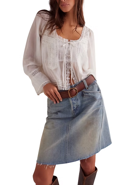 Free People Suzy Denim Midi Skirt