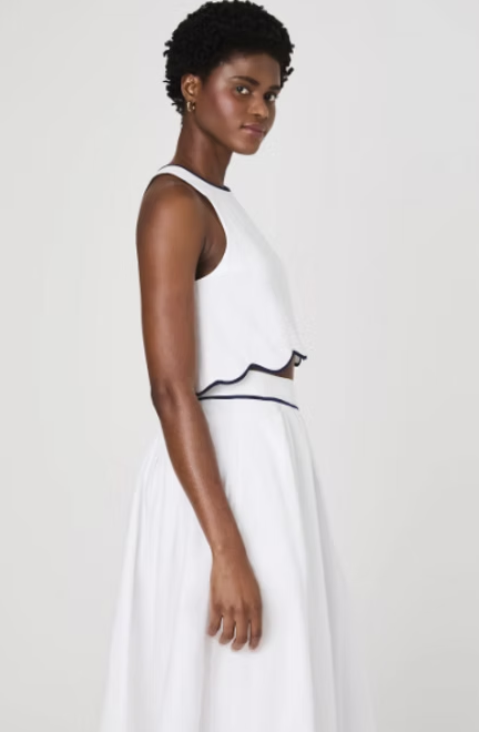 French Connection Alexis Cotton Scallop Top