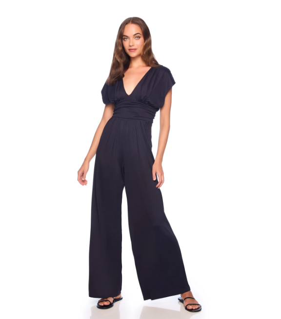 Susana Monaco Short Sleeve Wide Leg Jumpsuit 32"