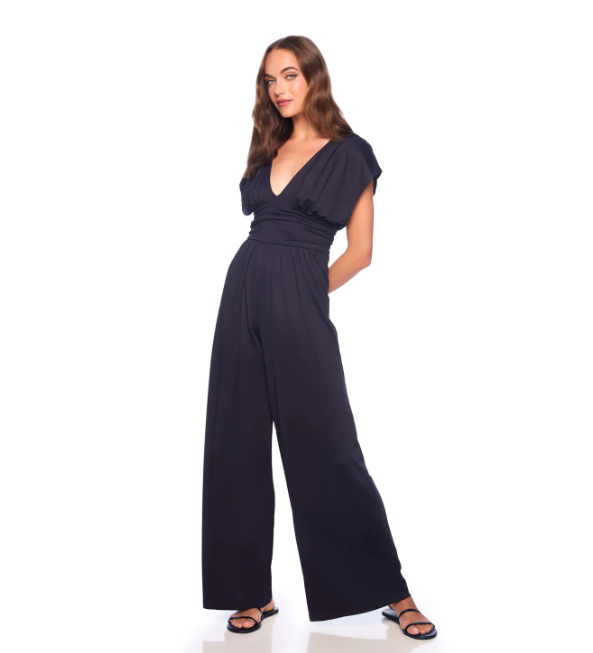 Susana Monaco Short Sleeve Wide Leg Jumpsuit 32"