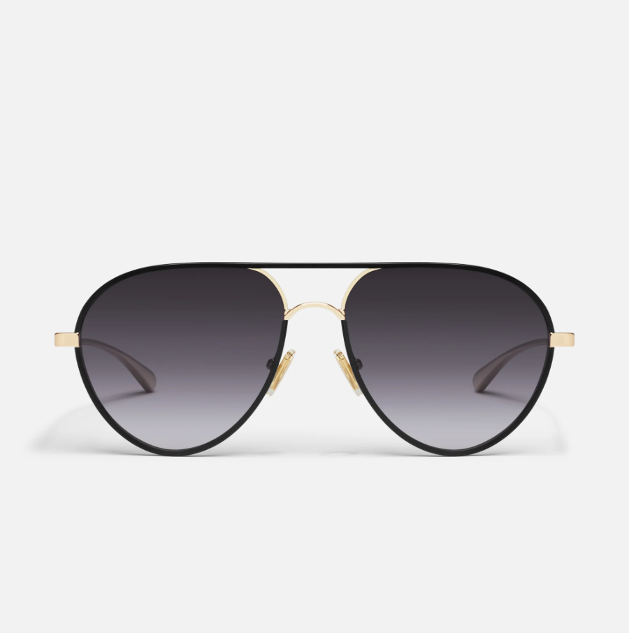 QUAY Say Less Metal Frame Aviator Sunglasses