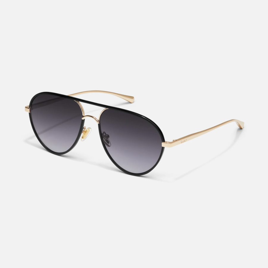 QUAY Say Less Metal Frame Aviator Sunglasses
