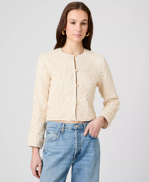 French Connection Geo Shell Textured Woven Slim Jacket