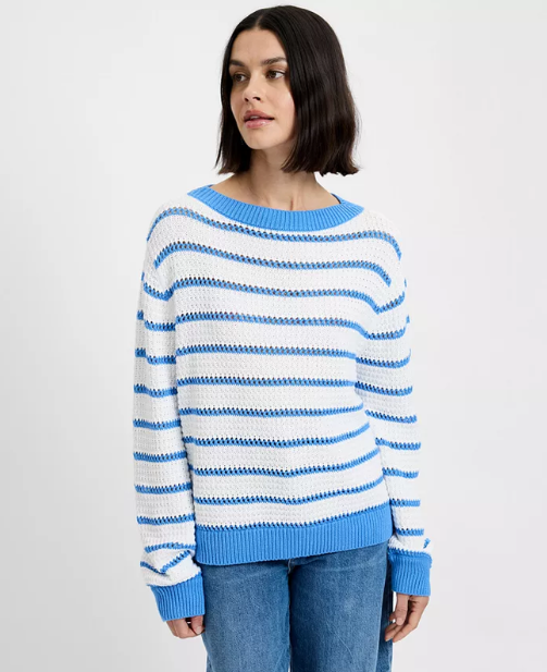 French Connection Teddy Knit Open Stripe Pullover