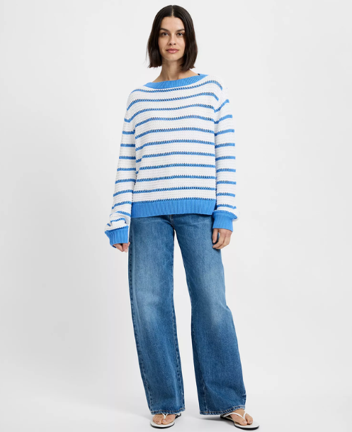 French Connection Teddy Knit Open Stripe Pullover