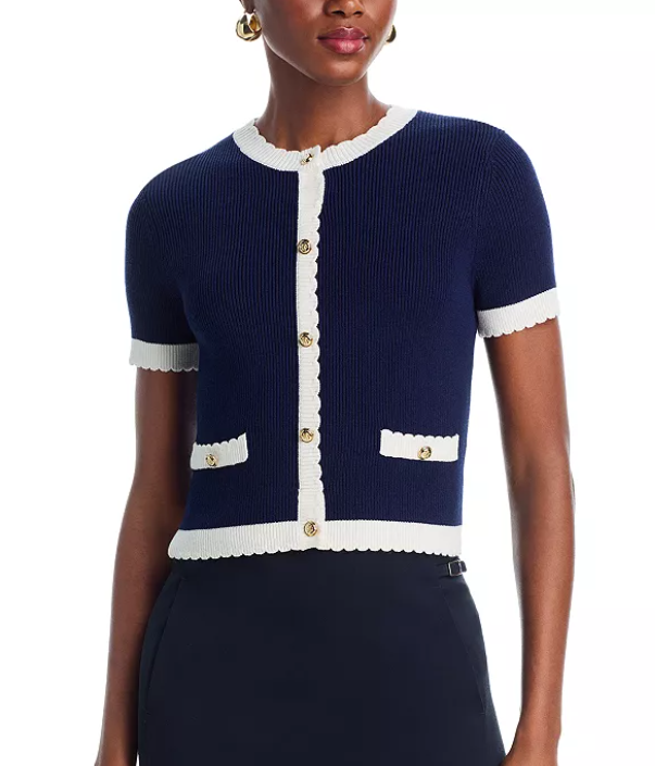 French Connection Bennet Rib Knit Short Sleeve Top