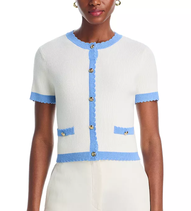 French Connection Bennet Rib Knit Short Sleeve Top