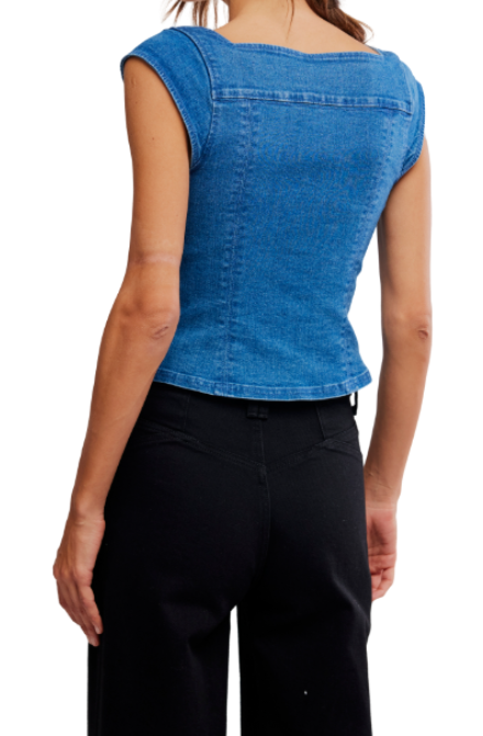 Free People Marilyn Denim Corset Top
