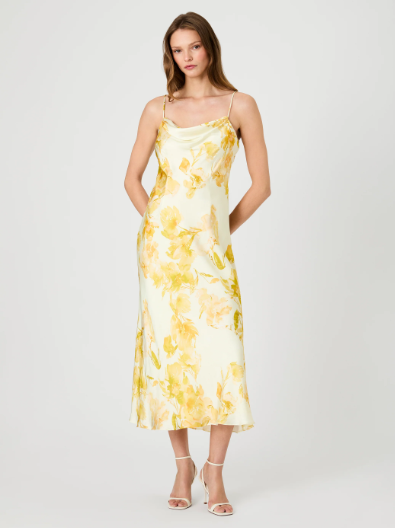 French Connection Oona Satin Sophia Floral Cowl Neck Dress