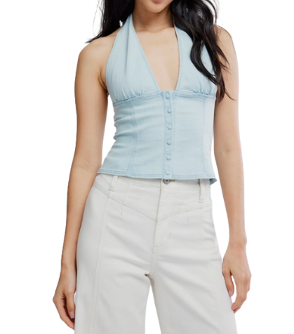 Free People Ramona Denim Halter Top