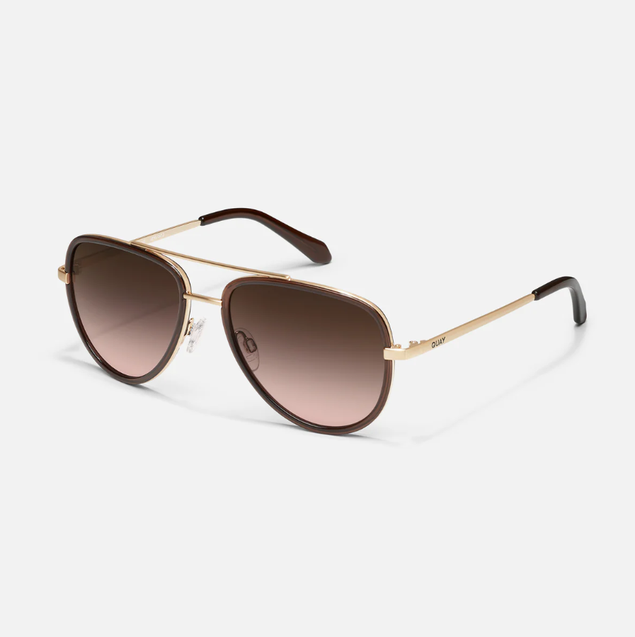 QUAY All In Medium Aviator Sunglasses