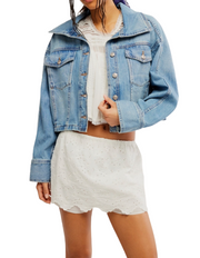 Free People Side to Side Cropped Denim Jacket