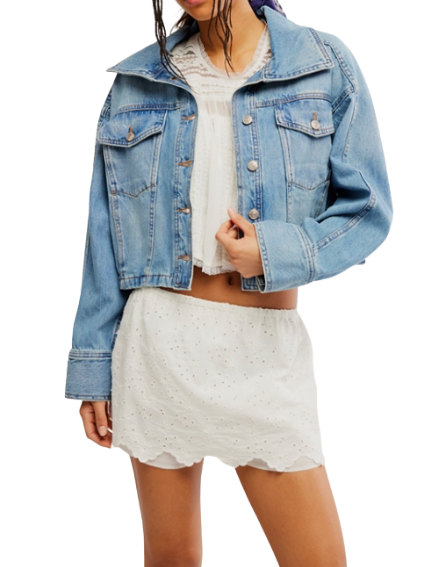 Free People Side to Side Cropped Denim Jacket