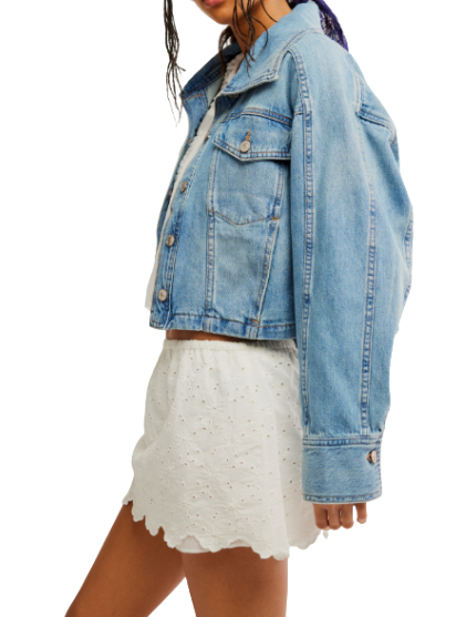 Free People Side to Side Cropped Denim Jacket