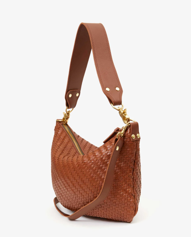Clare V. Moyen Messenger (Hazelnut Woven Zig Zag)