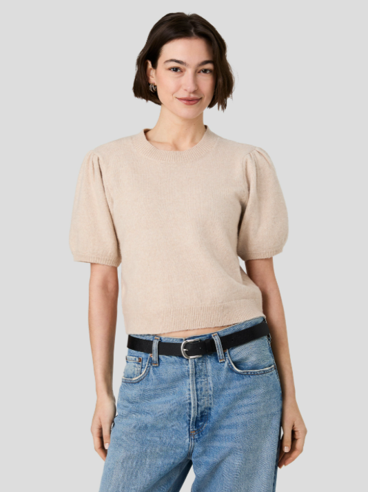 French Connection Yulia Knit Puff Sleeve Top