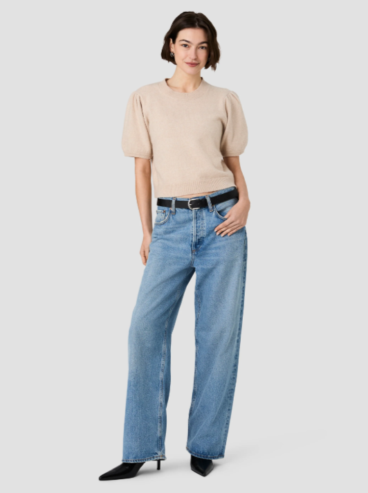 French Connection Yulia Knit Puff Sleeve Top