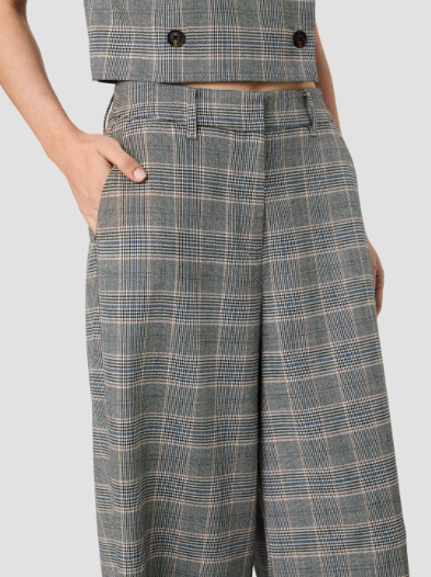 French Connection Matteo Plaid Wide Leg Trousers