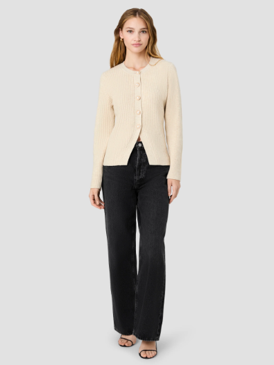 French Connection Marley Knit Button Front Top