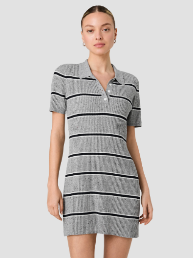French Connection Mason Knit Varsity Stripe Polo Shirtdress