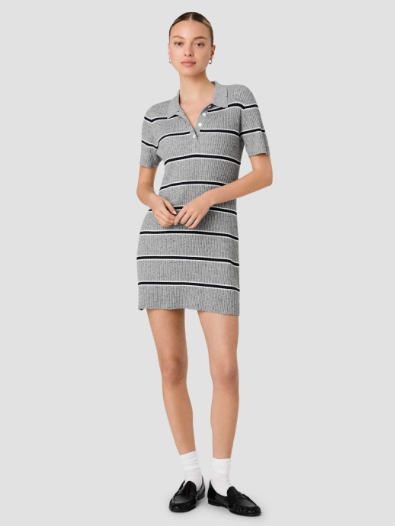 French Connection Mason Knit Varsity Stripe Polo Shirtdress