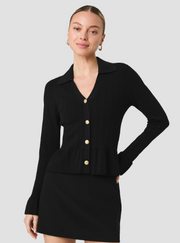 French Connection Crinkle Knit Pointelle Top