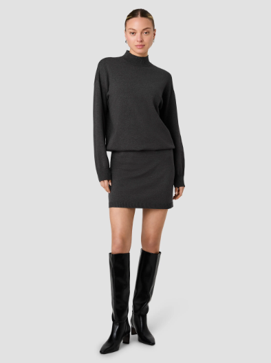 French Connection Cosysoft Long Sleeve Blouson Waist Mini Dress