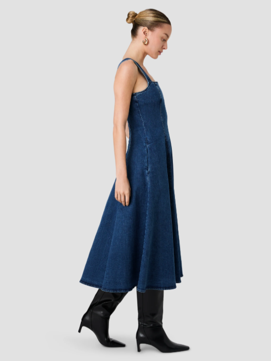 French Connection Delancey Denim Flare Midi Dress