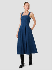 French Connection Delancey Denim Flare Midi Dress