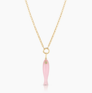 THATCH Pink Jade Fortuna Fish Charm Necklace