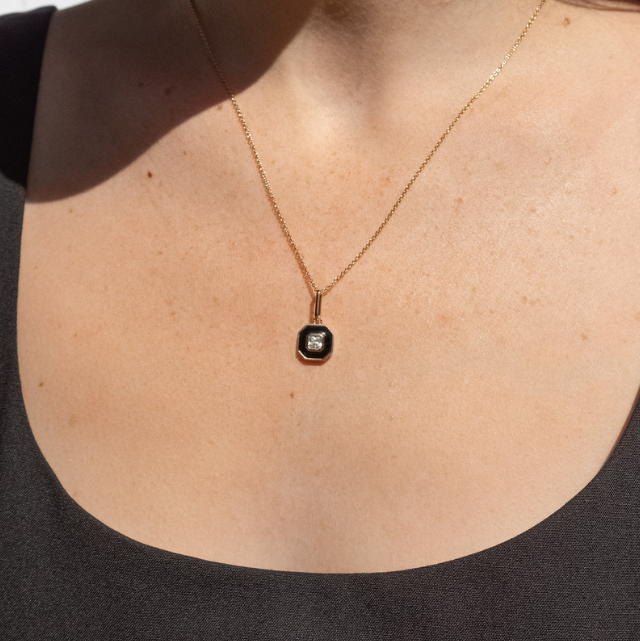 THATCH Florence Black Enamel Charm Necklace