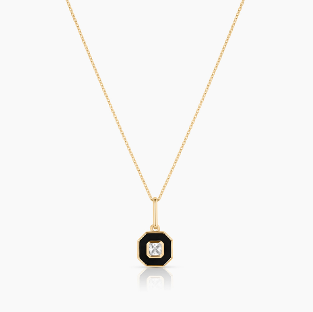 THATCH Florence Black Enamel Charm Necklace