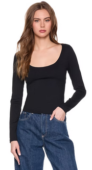 Susana Monaco Scoop Front Long Sleeve Top 5"