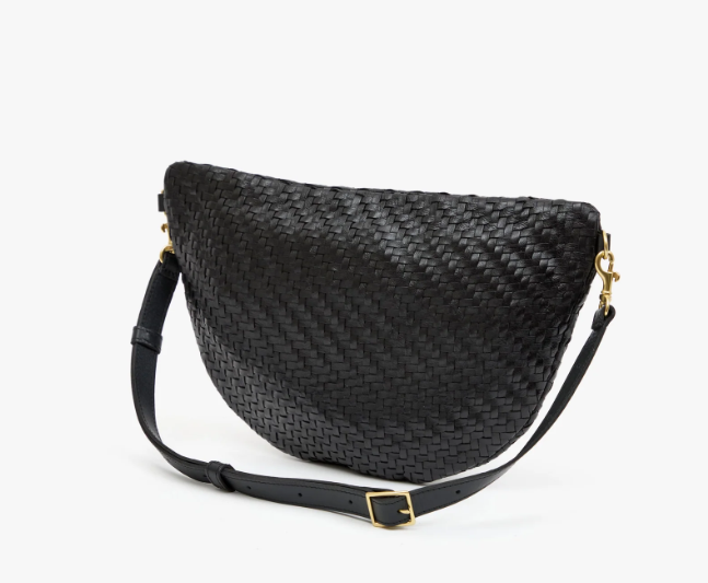 Clare V. Grande Fanny (Black Woven Zig-Zag)