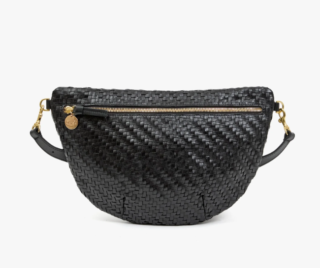 Clare V. Grande Fanny (Black Woven Zig-Zag)