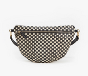 Clare V. Grande Fanny (Black/Cream Woven Checker)
