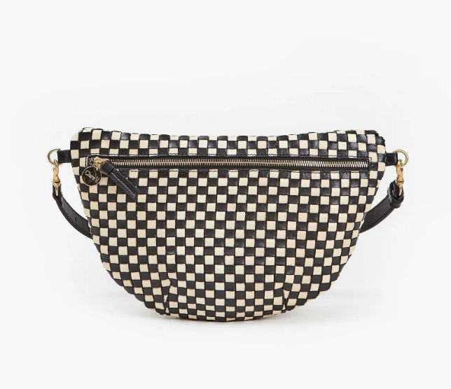 Clare V. Grande Fanny (Black/Cream Woven Checker)