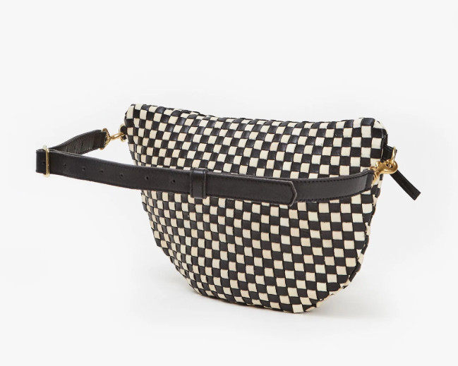 Clare V. Grande Fanny (Black/Cream Woven Checker)