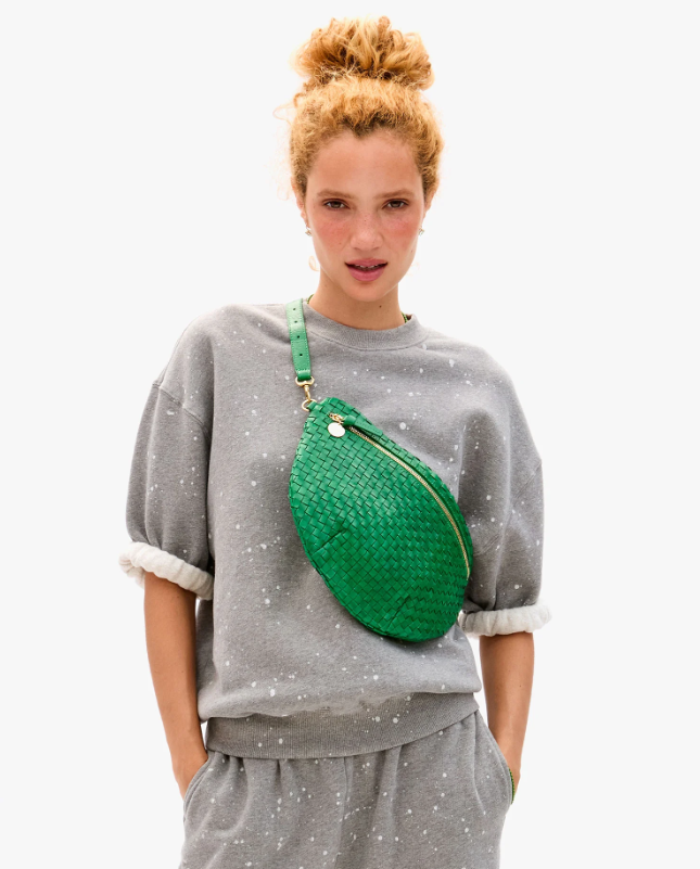 Clare V. Grande Fanny (Grass Woven Checker)