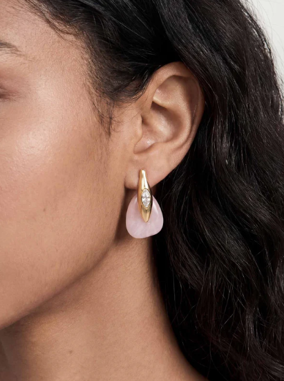 Ettika Solstice Earrings in Rose Quartz
