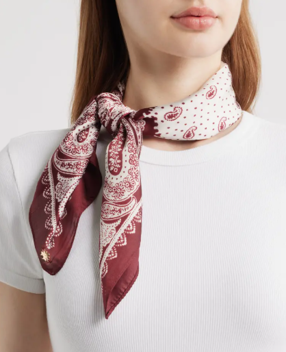 Lele Sadoughi Merlot Paisley Square Scarf
