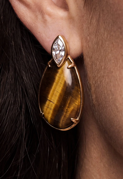 Ettika Majestic Stone Tiger's Eye Earrings