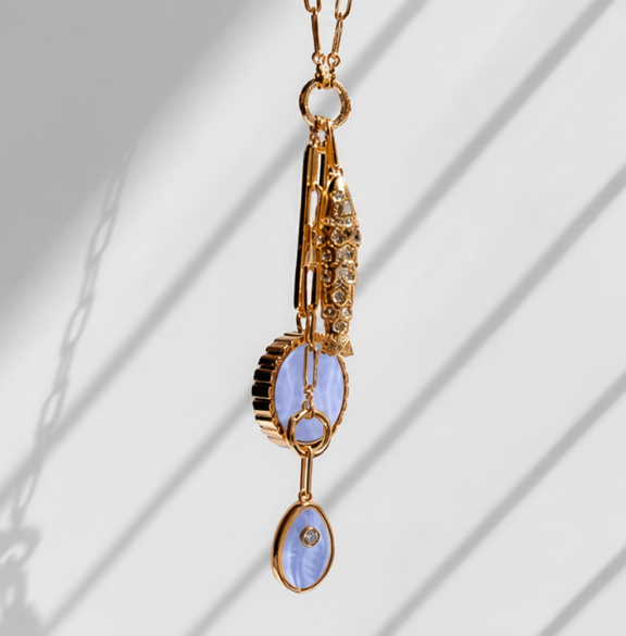 THATCH Antibes Blue Lace Lariat Necklace