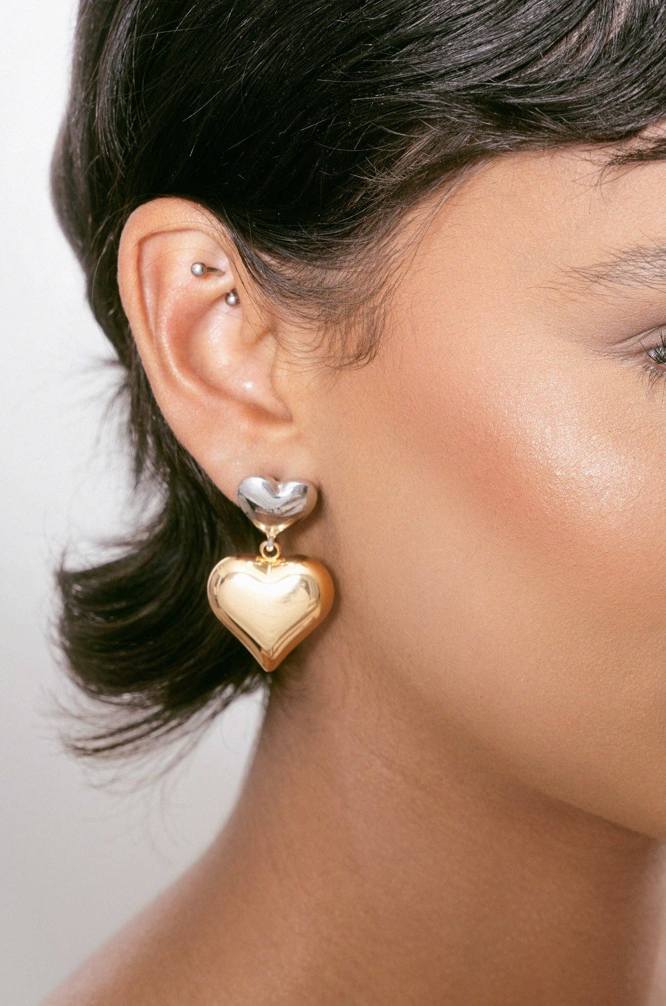 Ettika Mixed Metal Heart Earrings